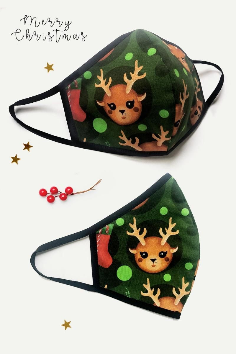 2-lagige X-mas Maske grün - OS 2-lagige X-mas Maske grün - OS